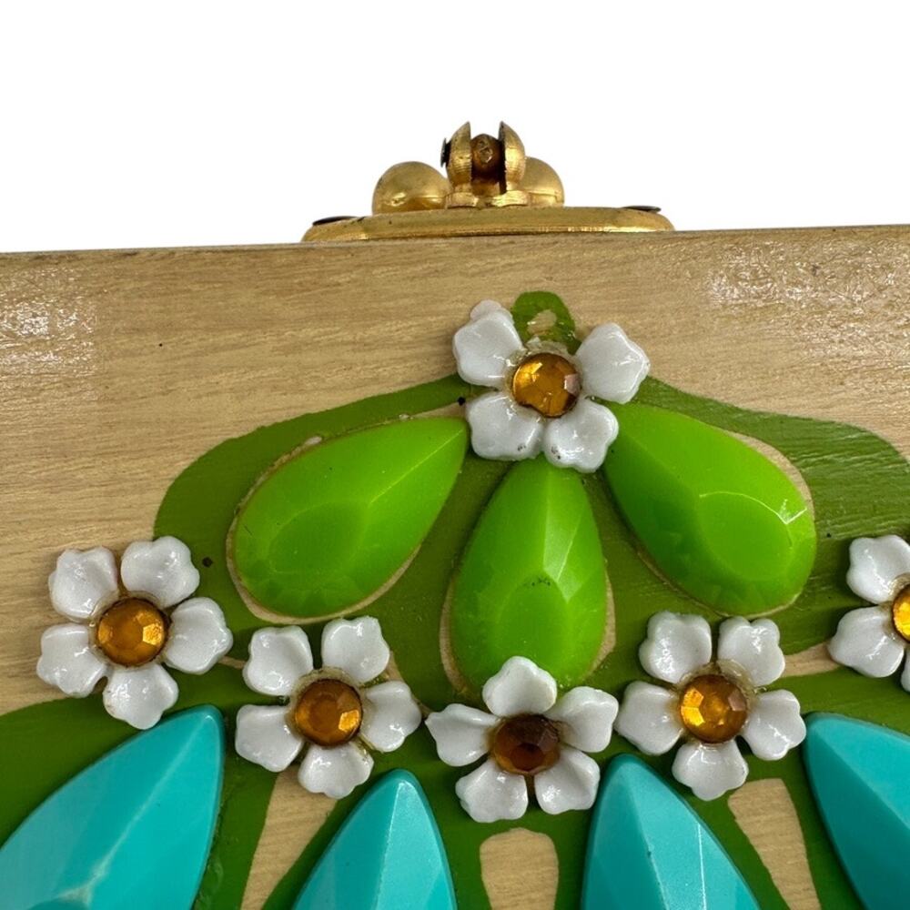 Vintage Enid Collins Poki Turtle Box Bag Mid Century Modern Wood Handbag - Picture 2 of 11